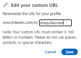 Personal Brand on LinkedIn - Custom URL