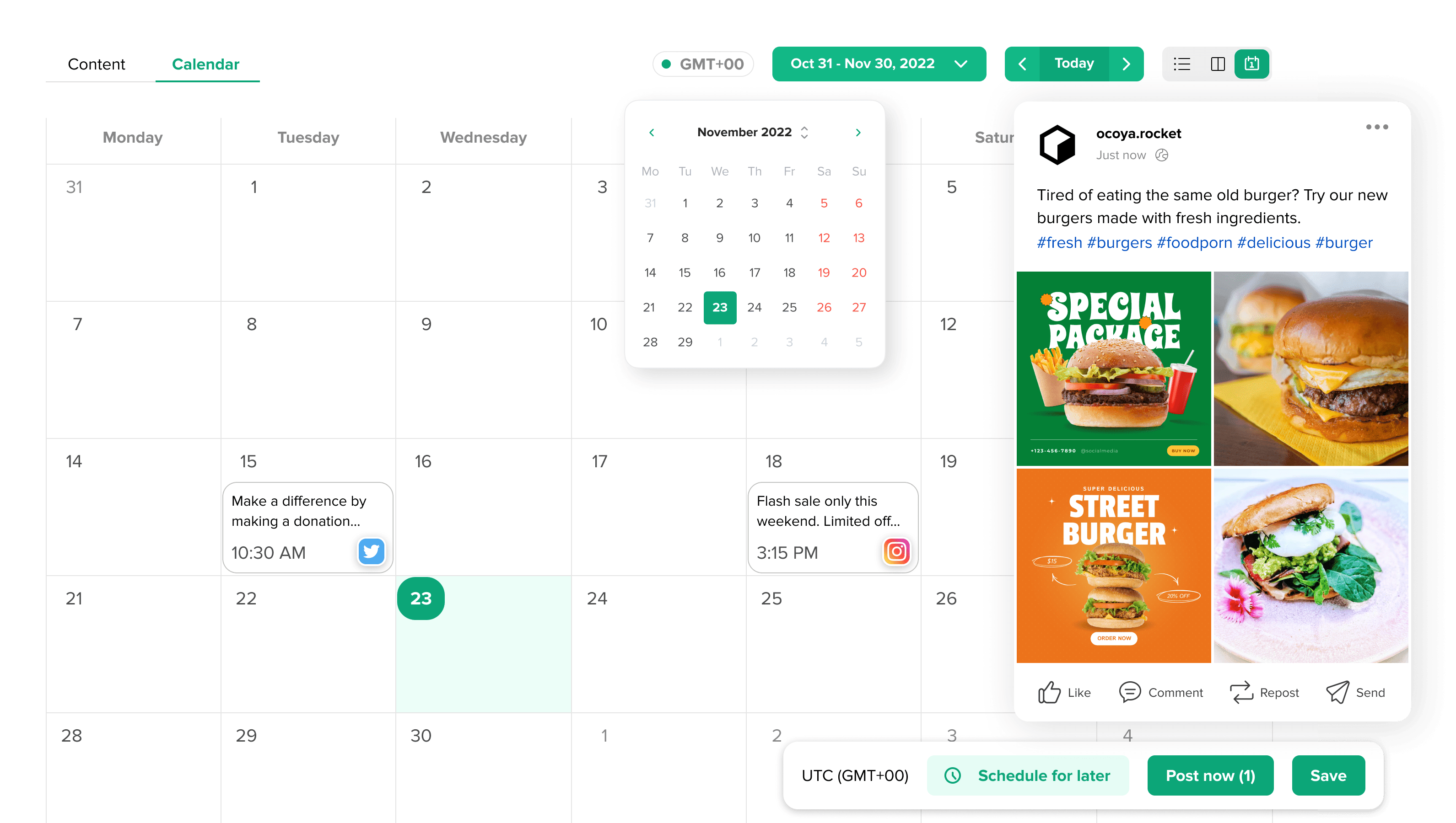 Ocoya v3.0 calendar