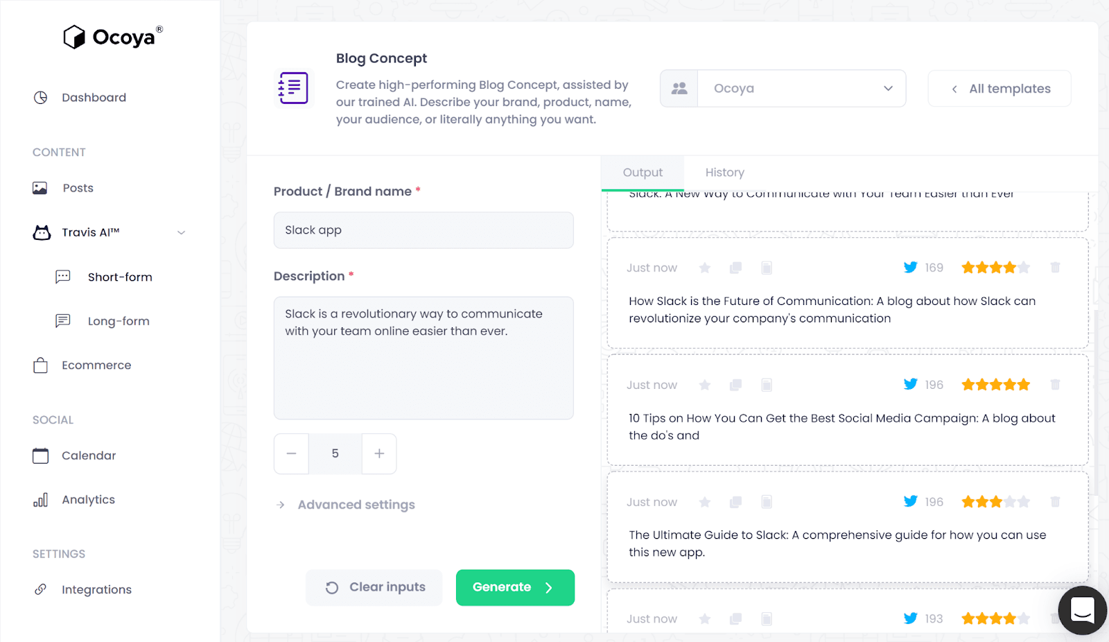 AI Generated Content - Ocoya
