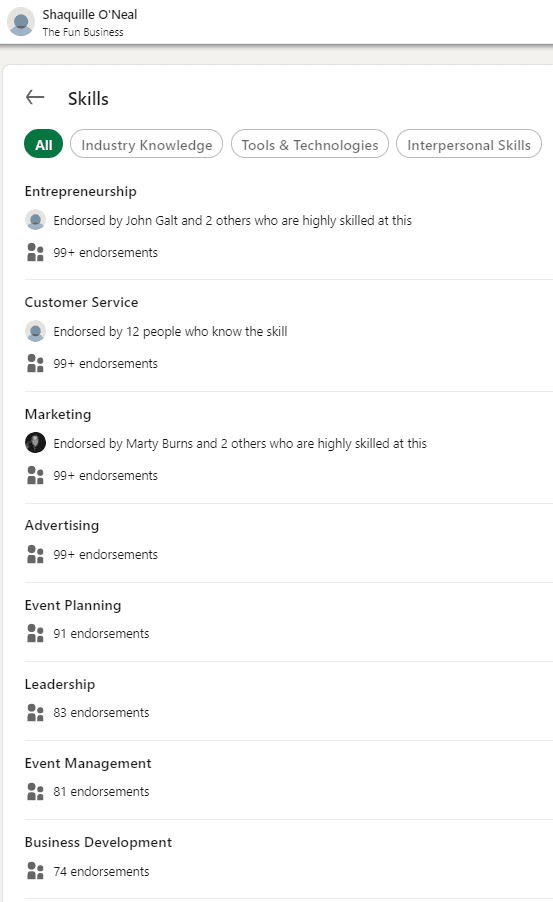 Personal Brand on LinkedIn - Skills