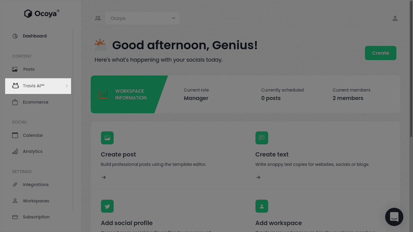 Let Ocoya generate tweet ideas with Travis AI
