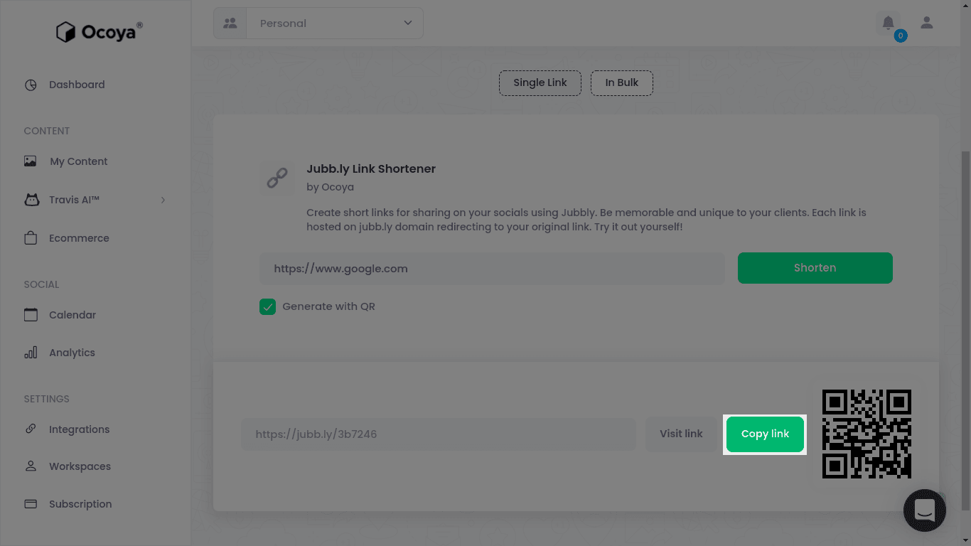 Copy your shiny new Jubb.ly shortened link and post it to social media!