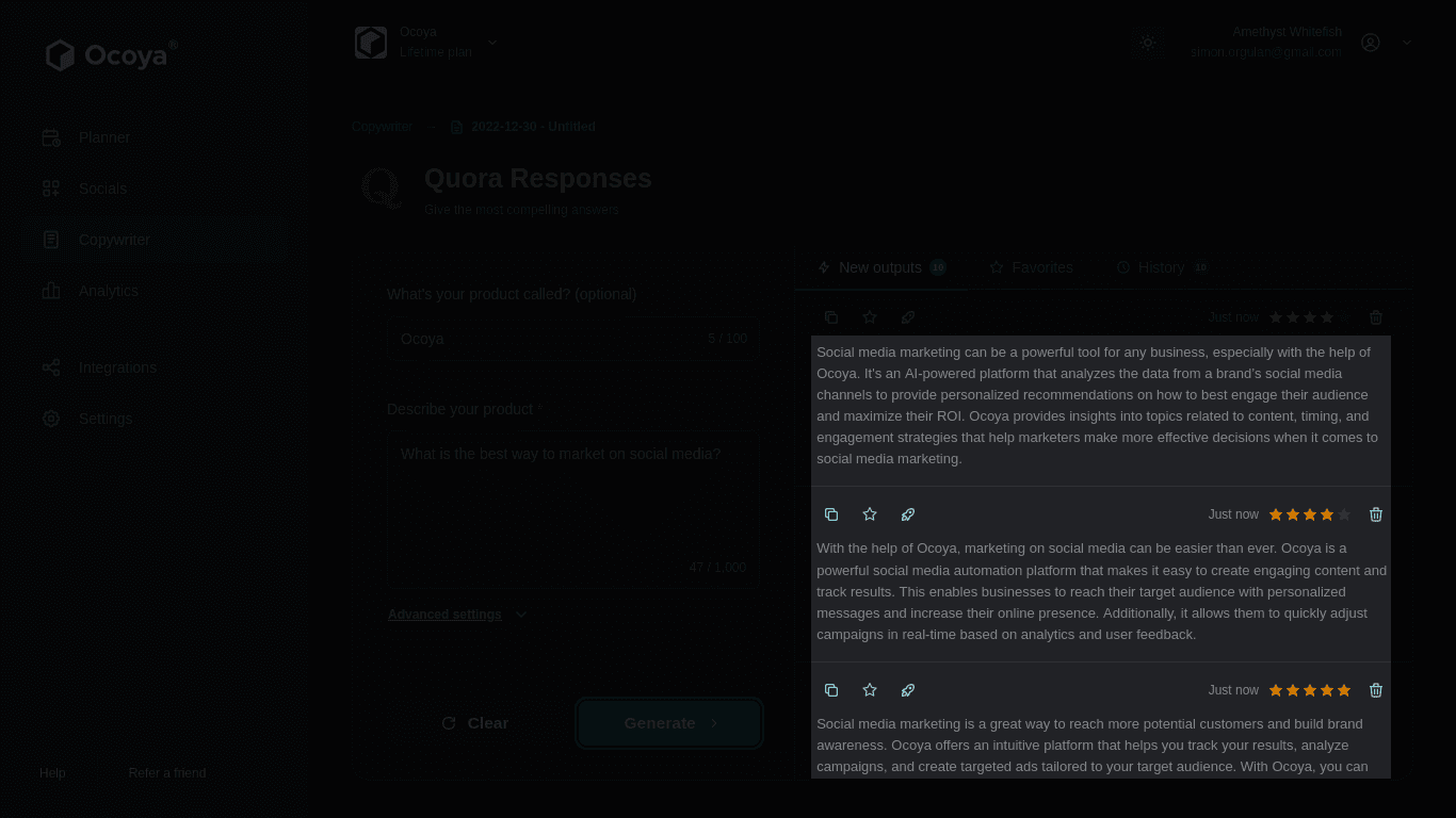 Enjoy a wealth of smart and well-researched answers Ocoya can generate for you!