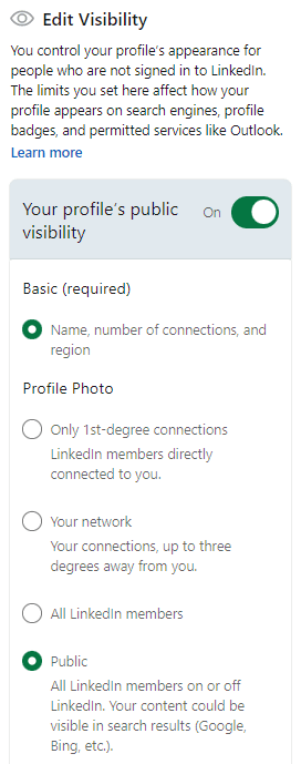 Personal Brand on LinkedIn - Public Profile