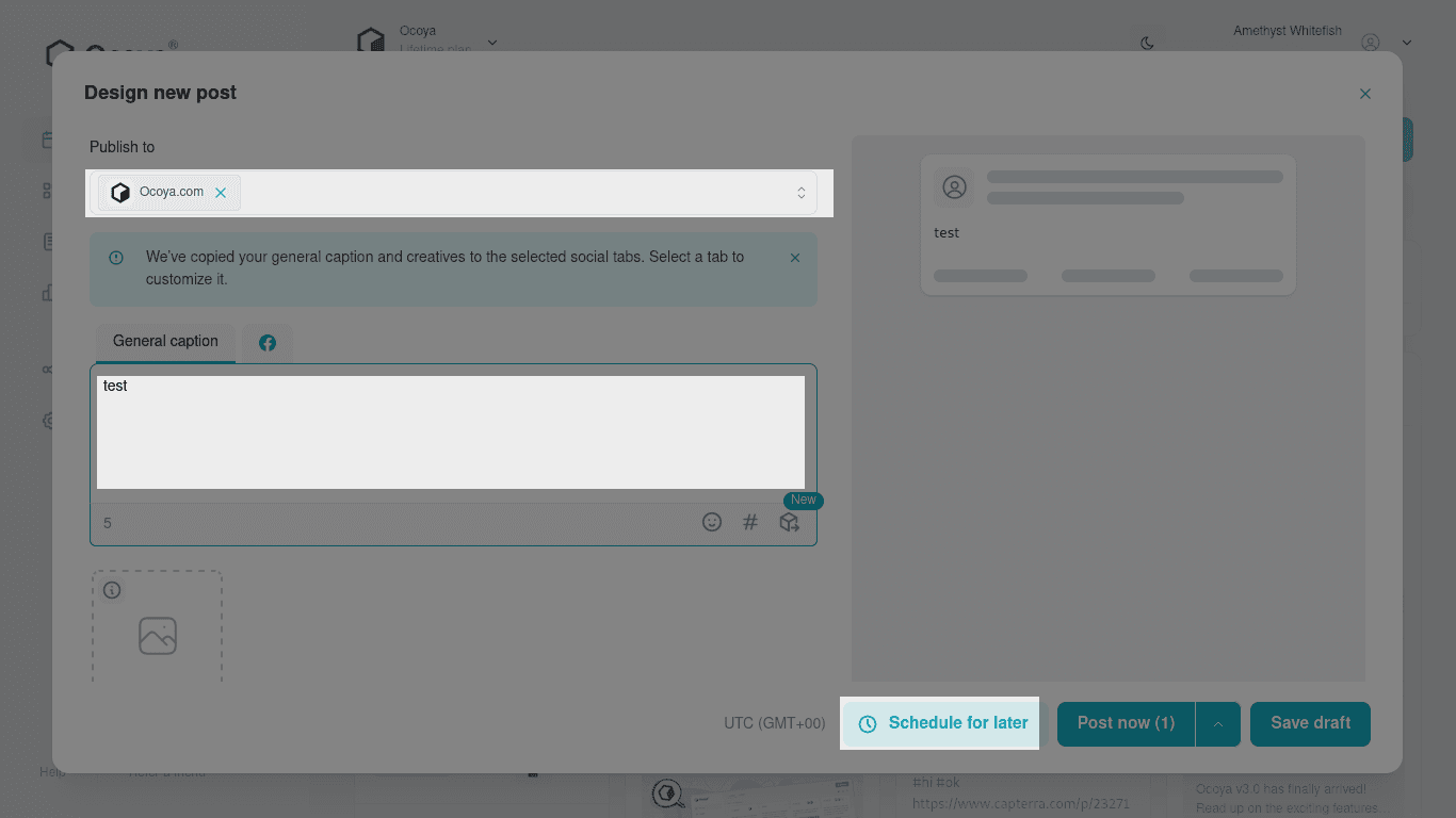 Ocoya's editor lets you customize your posts