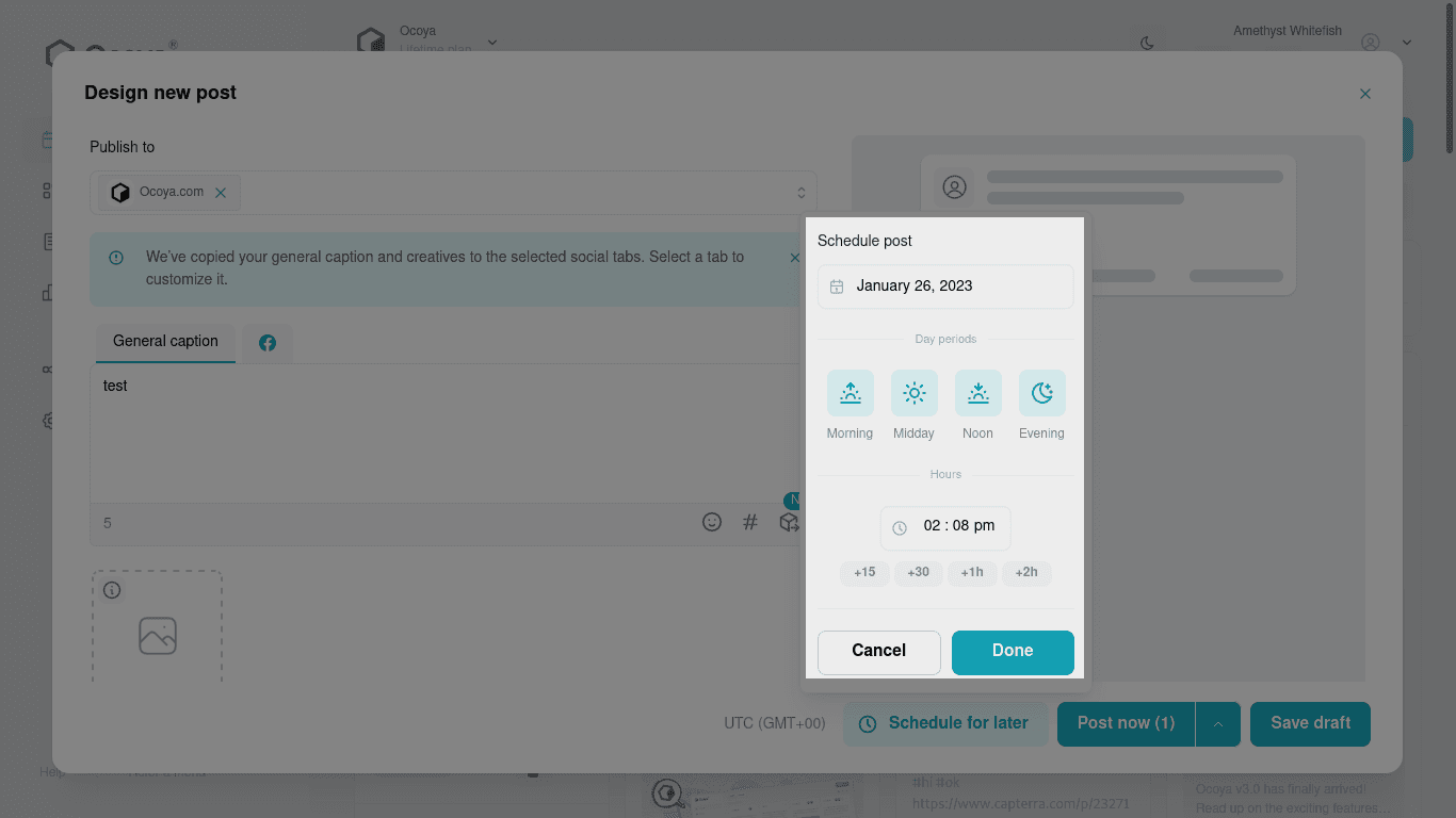 Ocoya's easy scheduler