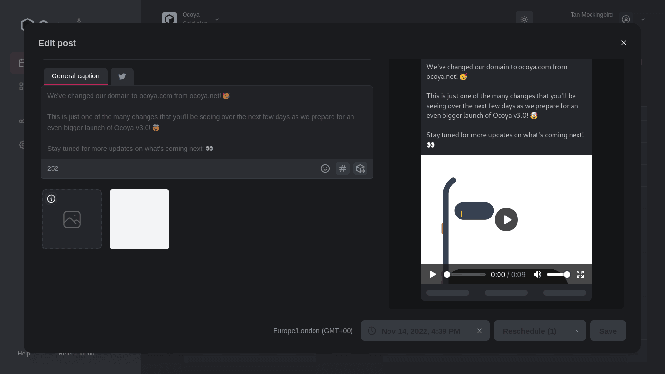 Ocoya v3.0 lets you upload videos directly from the caption editor
